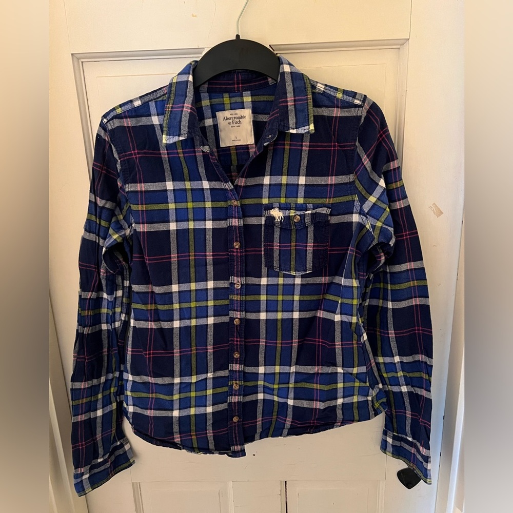 Abercrombie & Fitch Cotton Flannel Women’s Button Down Shirt, Size L